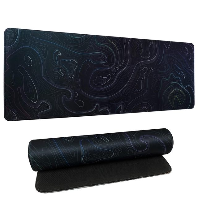 Factory Custom Purple Topographic Large Gaming Mouse Pad Wrist Rest Waterproof Non-Slip Rubber Base Stitched Edge XXL Scratch