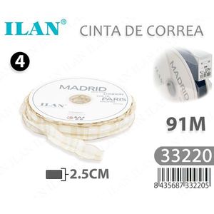 Cinta de tela Ilan de 2.5 cm x 91 m, diseño Madrid - Product Image 3