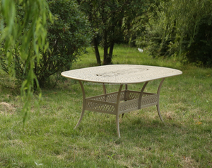 Table à manger ovale en aluminium coulé de haute qualité avec motif papillon, prix de gros pour patio extérieur, jardin, <span class=keywords><strong>caf</strong></span>é - Product Image 1