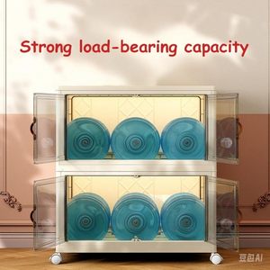 Collapsible PP <b>Plastic</b> Clothing Storage Bins <b>Lids</b> Wheels Folding Stackable 35L Capacity Modern Closet Organizer for Home Use - Product Image 6