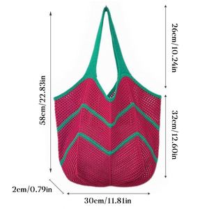 Bolso de Mano Abierto Portátil Resistente al Agua para Playa, Estilo Bohemio, de Verano, para Mujer, Tejido a Mano, de Malla, de Algodón, de Ganchillo - Product Image 2