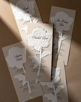 Papelería de Boda de Lujo, Tarjetas con Forma Floral, Tarjetas de Menú, Tarjetas de Lugar, Estampado en Relieve, Impresión Tipográfica, Conjunto de Invitaciones de Boda