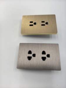 High End New Arrival Best Price Aluminum 118 US Standard Wall <b>Light</b> Double 3 Pole <b>Socket</b> Toggle Switch and <b>Socket</b> - Product Image 2