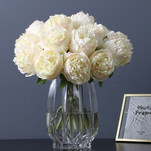Centres de table de mariage pivoine blanche artificielle fleur de pivoine soie 5 têtes fleur de pivoine ivoire <span class=keywords><strong>buisson</strong></span> A-905 - Product Image 1