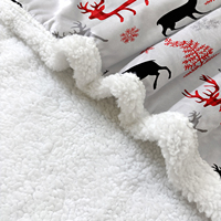 Plaid en flanelle sherpa 100 % polyester tricoté de qualité supérieure, doux et chaud, imprimé flocon de neige, pour lit et canapé, idéal pour les fêtes, cadeau OEM