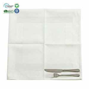 Serviettes en coton satiné blanc réutilisables de 18x18 pouces, qualité hôtelière supérieure, pour réunions d'entreprise et dîners de gala. - Product Image 1