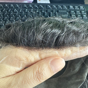 Vente en gros de dentelle de qualité supérieure avec base en PU 12 pouces vague noire hommes toupets remplacement postiche 100% cheveux humains toupet pour hommes - Product Image 4