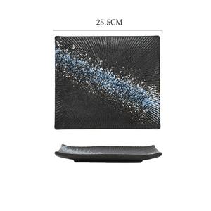 Nuevo plato de mármol de grano de Piedra Negro Blanco estilo japonés moderno plato de sushi de cerámica vajilla plato de cena cuadrado - Product Image 6