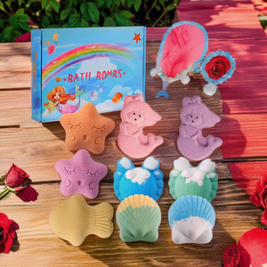 Conjunto de regalo de bombas de baño en forma de concha de colores naturales personalizados con ingredientes orgánicos personalizados - Product Image 1