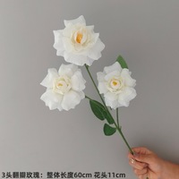 Rama de Rosa Artificial de 3 Cabezas, Flor de Seda para Decoración de Mesa en Eventos, Bodas y Hogar