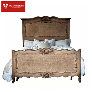<span class=keywords><strong>Letto</strong></span> <span class=keywords><strong>Matrimoniale</strong></span> in Legno Massello Stile Retrò <span class=keywords><strong>Francese</strong></span> con Intagli in Rattan, Design Antico per Villa e B&B - Product Image 5