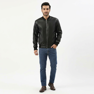 New Look Brand Custom High Quality Premium Vintage Coated <b>Leather</b> <b>Jacket</b> with Stand Collar for <b>Men</b> Autumn Hot Style - Product Image 1