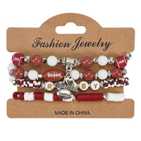 Lampwork-Glas Sportball-Anhänger Armband-Set Basketball Fußball Baseball Thema Elastischer Schmuck für Fans
