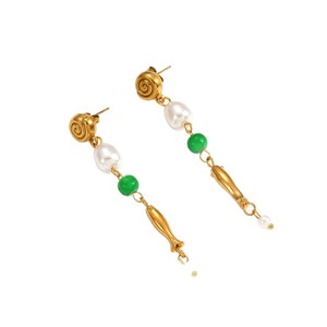 ต่างหูโลหะผสมสังกะสีสีเขียวมุกดีไซน์รูปปลาเครื่องประดับสำหรับงานปาร์ตี้ TE60433 - Product Image 5