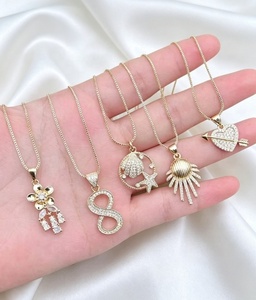 Colliers de luxe en forme de cœur infini, fleur et coquillage, avec chaîne à maillons, pour femmes. - Product Image 4