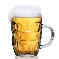 Vente en gros de mugs à bière en verre allemand de forme unique, 250 ml et 500 ml, avec poignée