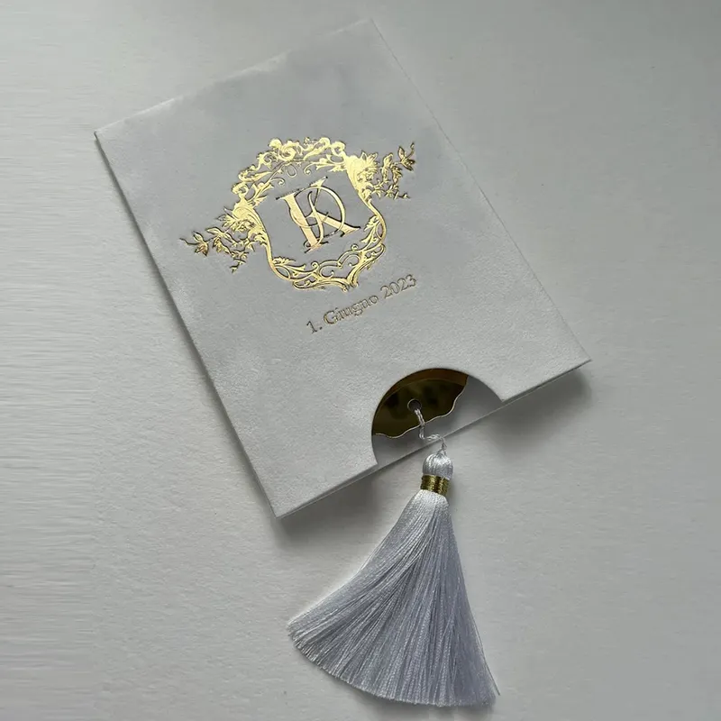 Высококачественный бархатный конверт и наборы поздравительных открыток с зеркальным кисточкой акриловая пригласительная открытка для свадьбы с пользовательской печатью