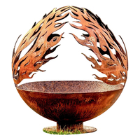 Poêle à bois extérieur feu de camp feu de forêt Corten Steel Sphere dome leaf fire fosses