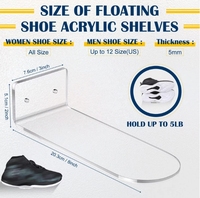 Vente en gros en usine de présentoir mural transparent pour chaussures de sport pour la maison au détail de présentoir mural flottant pour chaussures en acrylique