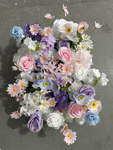 Panneau mural de fleurs artificielles, roses multicolores, <span class=keywords><strong>rose</strong></span>, <span class=keywords><strong>bleu</strong></span>, violet, rouge, vert, blanc, hortensia, coquelicot, décoration de fond de mariage - Product Image 3
