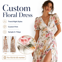 Robe florale personnalisée pour femme, fabricant de robes, imprimé floral, maxi, été, viscose, grande taille, vêtements pour femme, vêtements à imprimé floral, OEM