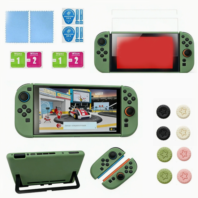 Matte PC Silicone Split Protective Case for Nintendo Switch 2 with Joystick Caps Screen Protector Full Body Console Cover