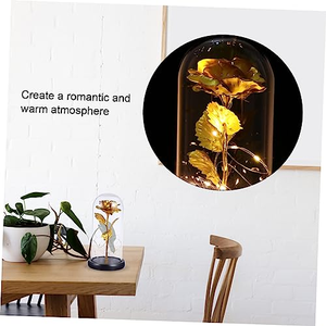 Couverture en verre avec feuille d'or, décoration de rose, cadeau créatif pour Noël, la Saint-Valentin, un anniversaire, cadeau lumineux LED - Product Image 4