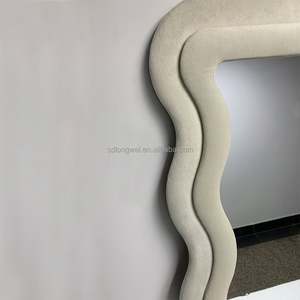 Miroir mural moderne en bois recouvert de flanelle, corps entier, forme ondulée irrégulière, pour vestiaire, salon, pour décoration - Product Image 6