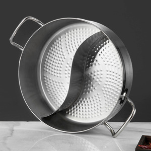 Xiangfeng Stainless Steel Dual Compartment Hot Pot 1L Induction Compatible Soup Pot - Product Image 1