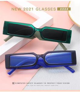 Schmale Quadratische Blau-Rosa PC-Rahmen Cyberpunk Sonnenbrille Neue Hip-Hop <span class=keywords><strong>Funky</strong></span> Sonnenbrille mit Breiten Bügeln - Product Image 5