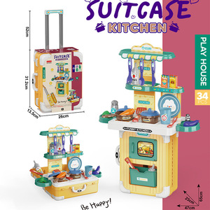 Valigia Trolley 3-in-1 <span class=keywords><strong>per</strong></span> Bambini con Set di Utensili da Cucina e Medici in Plastica <span class=keywords><strong>per</strong></span> Bambini 4-6 Anni, Giocattolo Bagaglio a Forma di Cane - Product Image 3