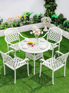 Table d'extérieur minimaliste en aluminium blanc pour villa, hôtel et parc, imperméable, légère, résistante aux UV, minimaliste - Product Image 2