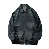 Printemps Automne Causal Lavé Classique Survêtement Homme Fermeture Éclair Col Rabattu Jean Manteaux Vintage Streetwear Denim Vestes pour Hommes