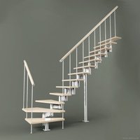 Escalier flottant en acier galvanisé, monopoutre, marches en chêne, garde-corps en verre, éclairage LED, villa moderne, intérieur