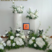 Arrangement floral artificiel en soie pour allée, boule de fleurs d'hortensia blanc et vert, bouquet de mariage, décoration de table d'autel, haute qualité