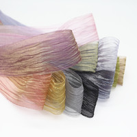 Pita Organza Warna Impian, Pita Organza Lipit untuk Rambut Pita DIY Bahan Buatan Tangan 8MM