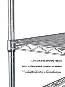 رف تخزين متعدد الطبقات من الفولاذ المقاوم للصدأ المطلي بالكروم، قائم بذاته ومعتمد بشهادة ISO 9001، مقاوم للتآكل وقابل للتكديس - Product Image 6