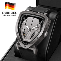 Montre mécanique à remontage automatique pour homme, 41 mm, acier inoxydable, verre saphir, boîtier triangulaire unique, mouvement apparent, bracelet en cuir