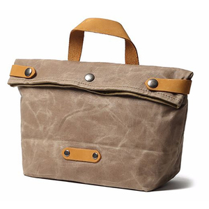 New Design Women Vintage <strong>Medium</strong> Tote Bags Waxed Waterproof Canvas Leather Laptop <strong>Handbag</strong> - Product Image 1