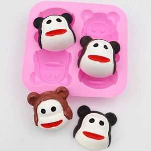Moule en silicone écologique 4 cavités en forme de tête de singe mignon pour savon, bougie, résine, sans BPA, OEM/ODM - Product Image 1