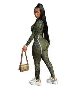 Plus Size Vrouwen Trainingspakken Fitness Sport Twee Stukken Set Outfits Top Leggings Patchwork Camouflage Kleding 2 Pcs C12979