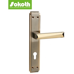 Manija de Puerta de Palanca de Aleación de Aluminio Dorada de Fábrica de Wenzhou, con Placa Larga de Hierro para Puertas Interiores - Product Image 3