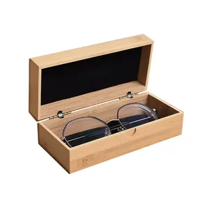 De madera maciza a prueba de polvo gafas caja pequeña caja de gafas de sol caja de almacenamiento de madera de bambú, tonos de caja de embalaje de regalo