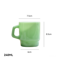 Hot Sell Kreatives Design Benutzer definiertes Logo Jade glas Kaffee milch becher mit Griff Hochwertige bunte Glas becher