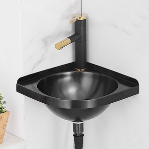 Lavabo da Parete Moderno Salvaspazio in Acciaio Inox 304 Nero Opaco di Forma Irregolare per Camper e Case Mobili 20-25cm - Product Image 2