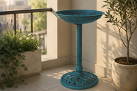 Bain d'oiseaux en résine plastique verdigris, résistant aux intempéries, pour extérieur, sur piédestal, écologique, design Art Déco solaire, léger, pour jardin