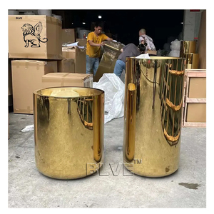 Macetas de Flores de <span class=keywords><strong>Metal</strong></span> Personalizadas BLVE, Diseño Moderno, Macetas Grandes de Acero Inoxidable Dorado - Product Image 1