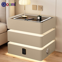 Veilleuse 3 couleurs avec chargeur sans fil, port USB, haut-parleur Bluetooth, verrouillage numérique par mot de passe, armoire de rangement intelligente multifonctionnelle