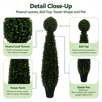 Arbre topiaire artificiel en forme de pyramide de feuilles d'arachide avec sommet sphérique, plante verte artificielle en pot de 1,5 m pour la décoration de la maison, des mariages, des fêtes, des jardins et des porches