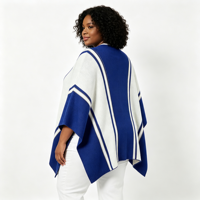 Châle pull jacquard tricoté grande taille à rayures multicolores pour femme, ODM/OEM
